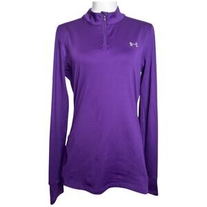 Under Armour Size Large Cold Gear Fitted Purple Top Zip Front Shirt Long Sleeve